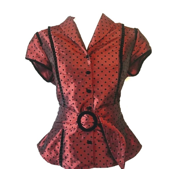 Dress Barn Tops - Red Dress Barn Blouse with Belt Size Large